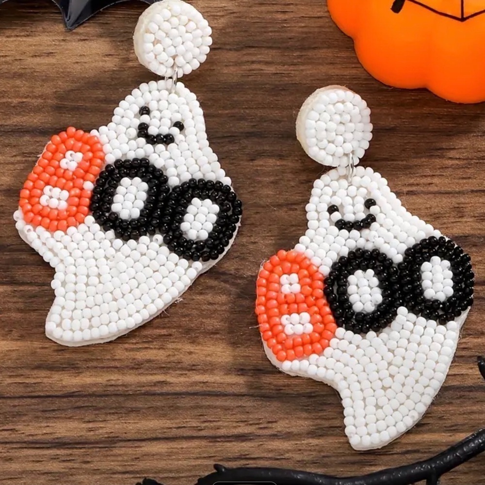 Beaded Ghost BOO Earrings - EUC 3 for $25